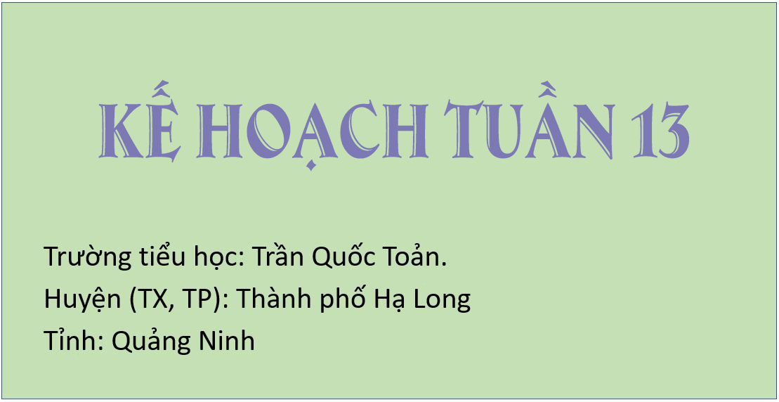 Kế hoạch tuần 13