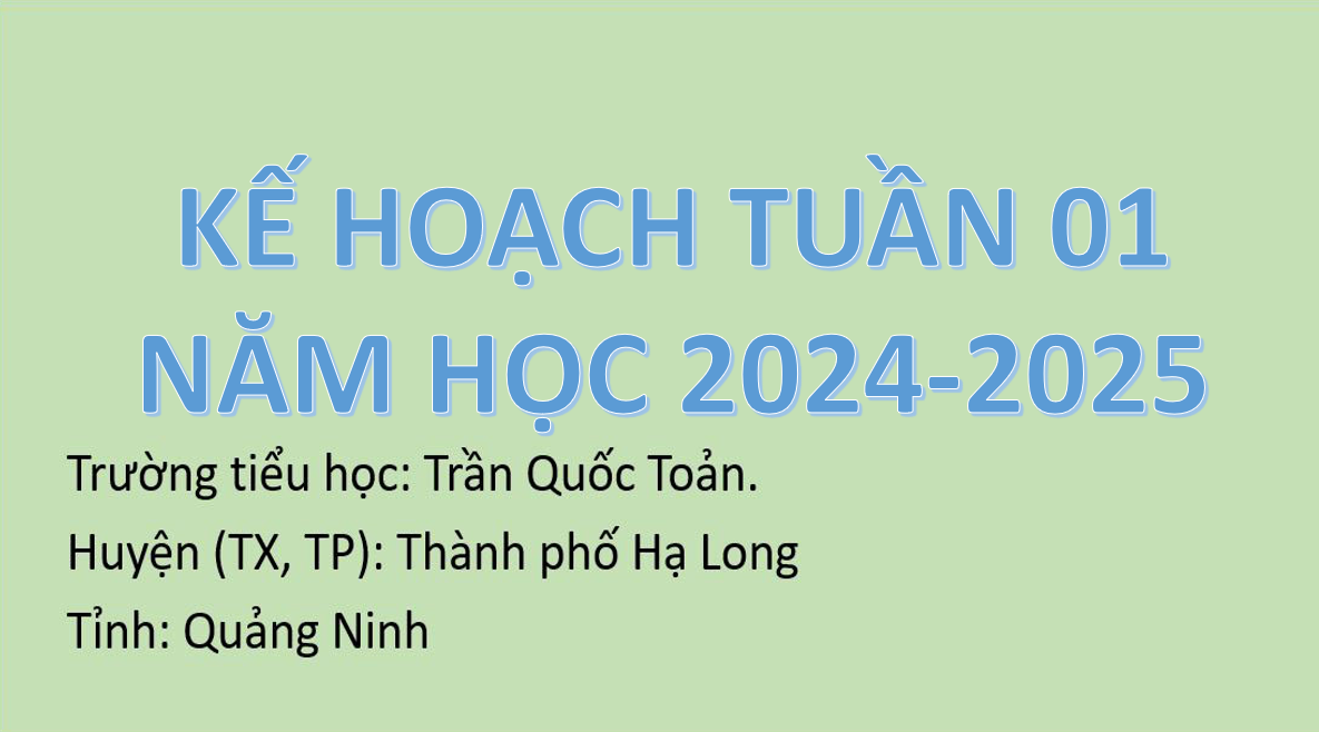 Kế hoạch tuần 1 năm học 2024 - 2025