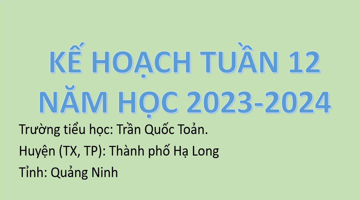 Kế hoạch tuần 12 năm học 2023 - 2024