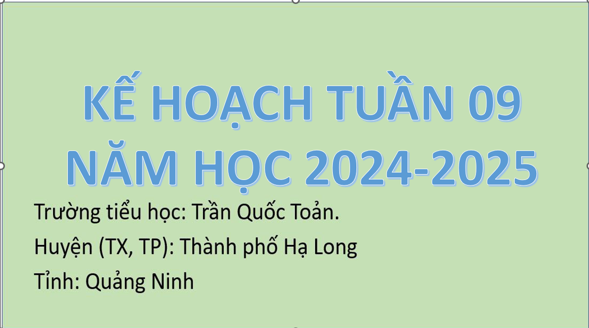 Kế hoạch tuần 9 năm học 2024-2025