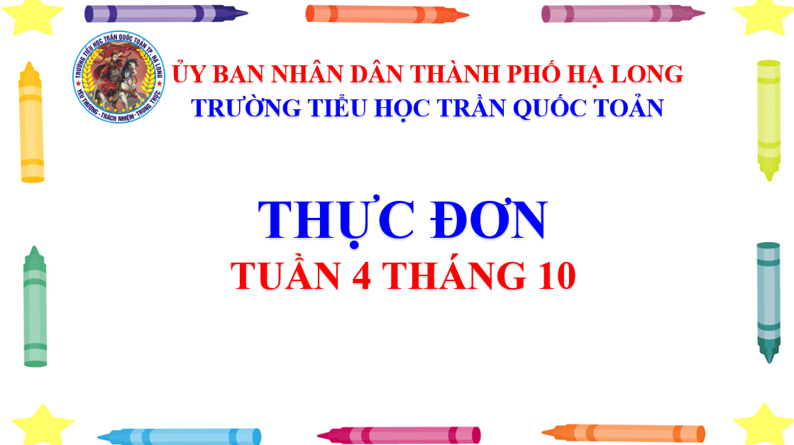 Thực đơn tuần 4 tháng 10 năm học 2024-2025