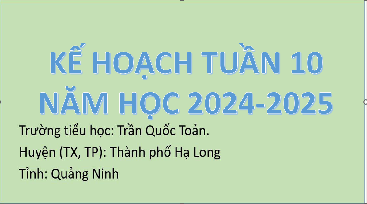 Kế hoạch tuần 10 năm học 2024-2025