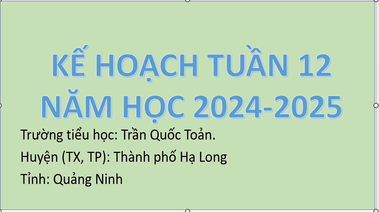 Kế hoạch tuần 12 năm học 2024-2025