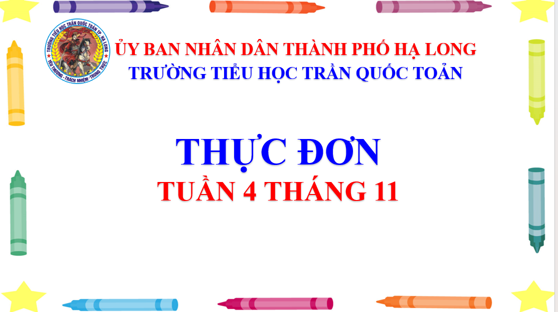 Thực đơn tuần 4 tháng 11 năm học 2024-2025