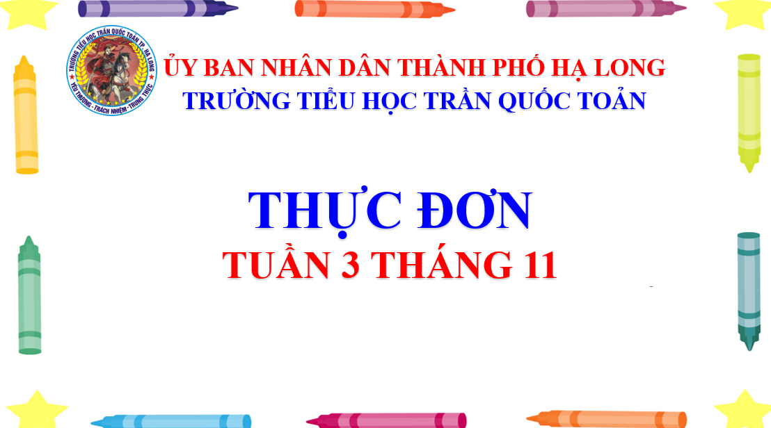 Thực đơn tuần 3 tháng 11 năm học 2024-2025