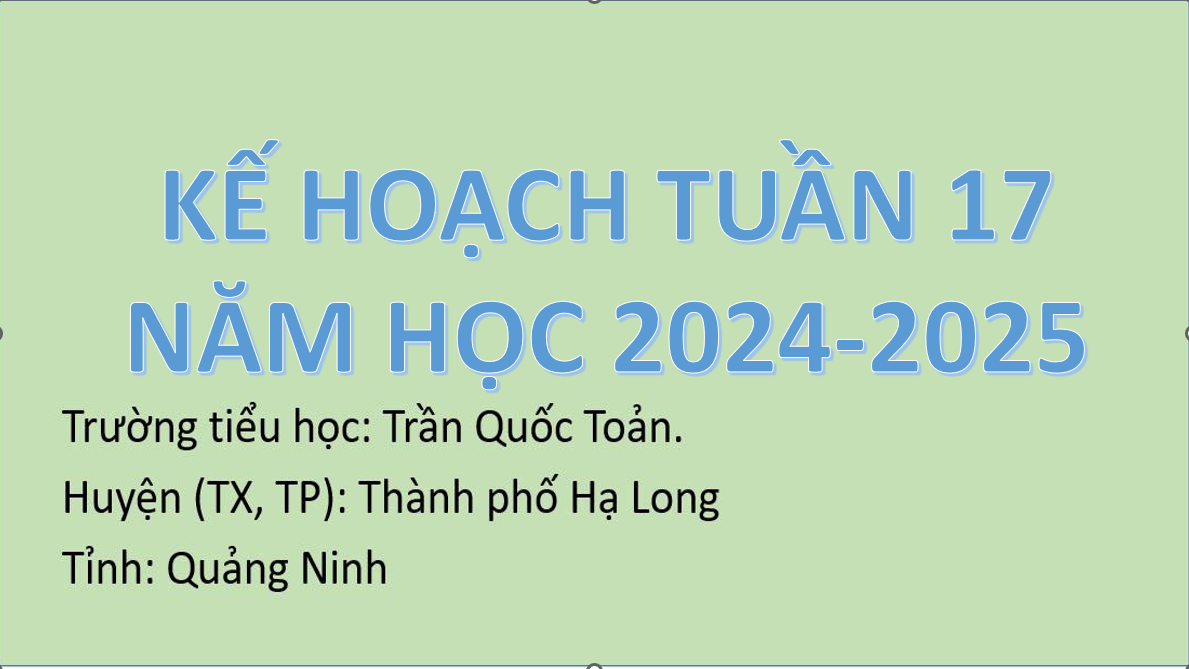 Kế hoạch tuần 17 năm học 2024-2025