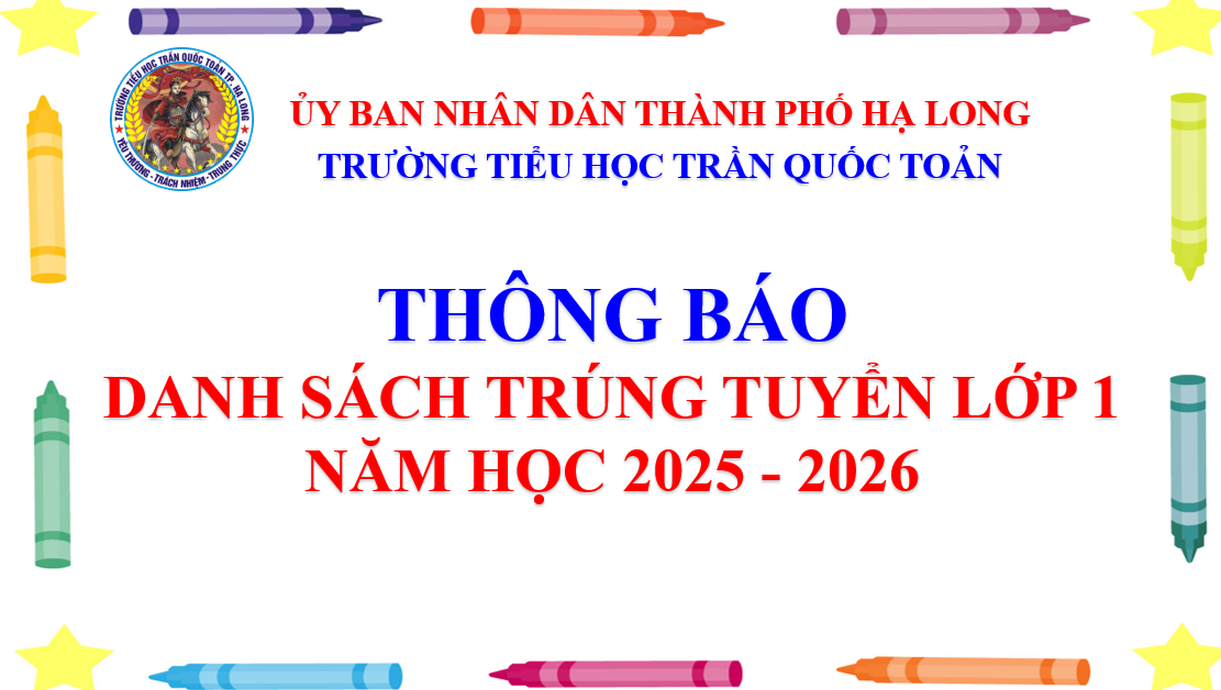 Thông báo kết quả tuyển sinh vào lớp 1 năm học 2025-2026.