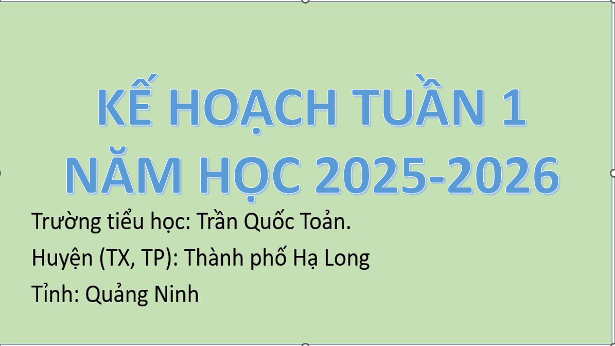 Kế hoạch tuần 1 năm học 2025-2026