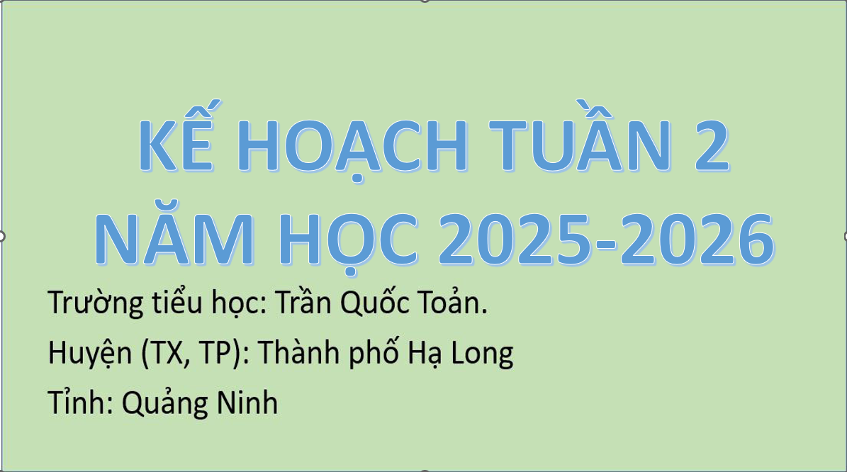 Kế hoạch tuần 2 năm học 2025-2026