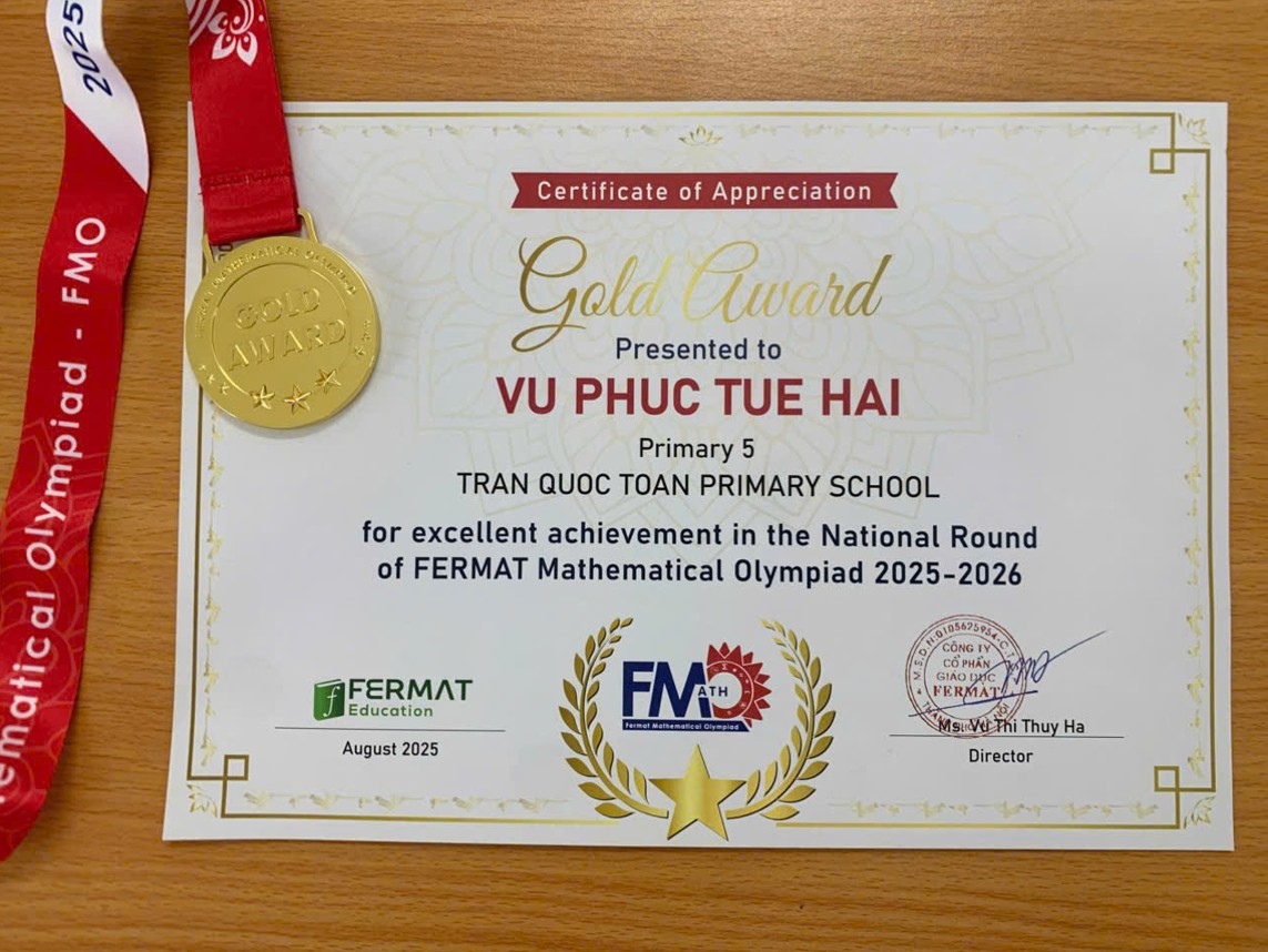 🎉 VINH DANH HỌC SINH XUẤT SẮC – VŨ PHÚC TUỆ HẢI 🎉