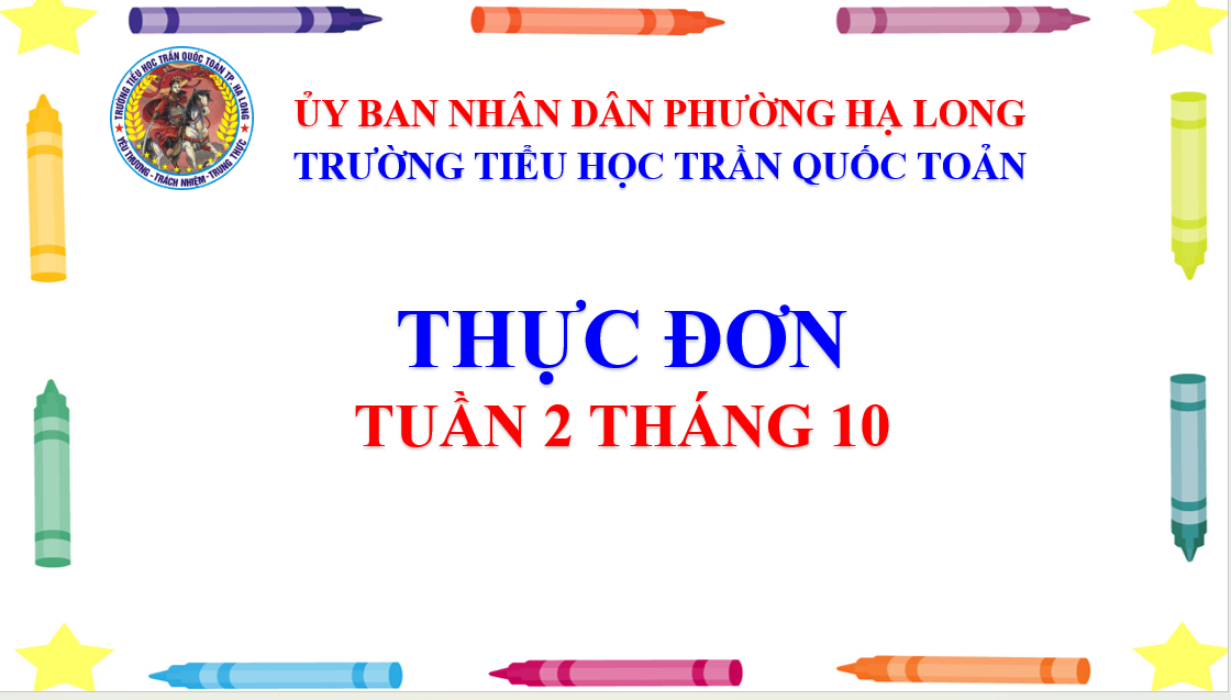 Thực đơn tuần 2 tháng 10 năm học 2025-2026