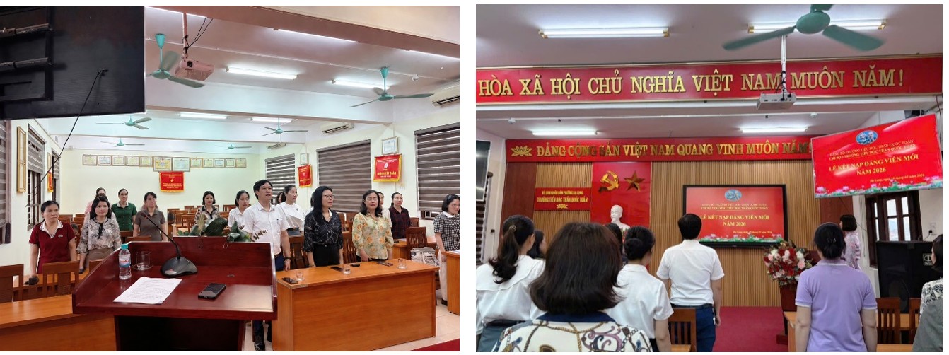 LỄ KẾT NẠP ĐẢNG VIÊN MỚI TẠI TRƯỜNG TIỂU HỌC TRẦN QUỐC TOẢN – VINH DỰ TRONG NGÀY ĐẶC BIỆT KỶ NIỆM 136 NĂM NGÀY SINH BÁC HỒ
